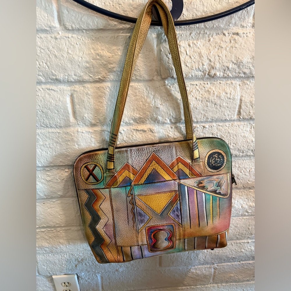 Anuschka Hand Painted Leather Laptop Tote
